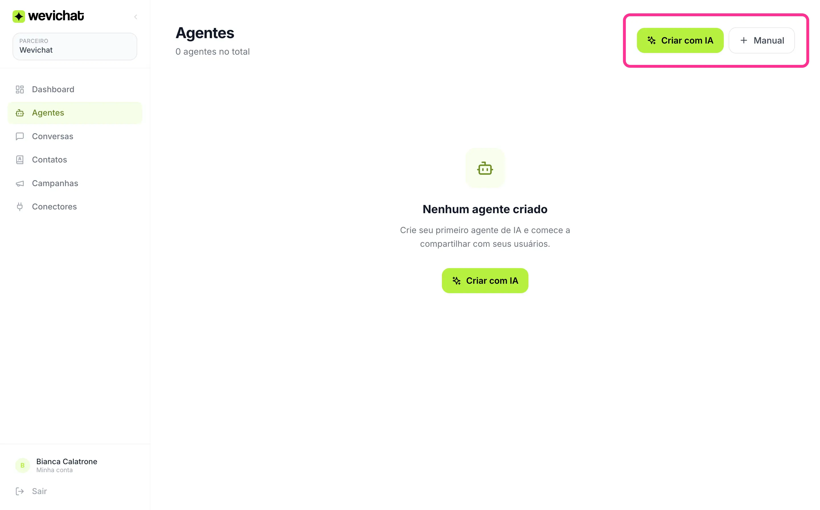 Tela de configuração