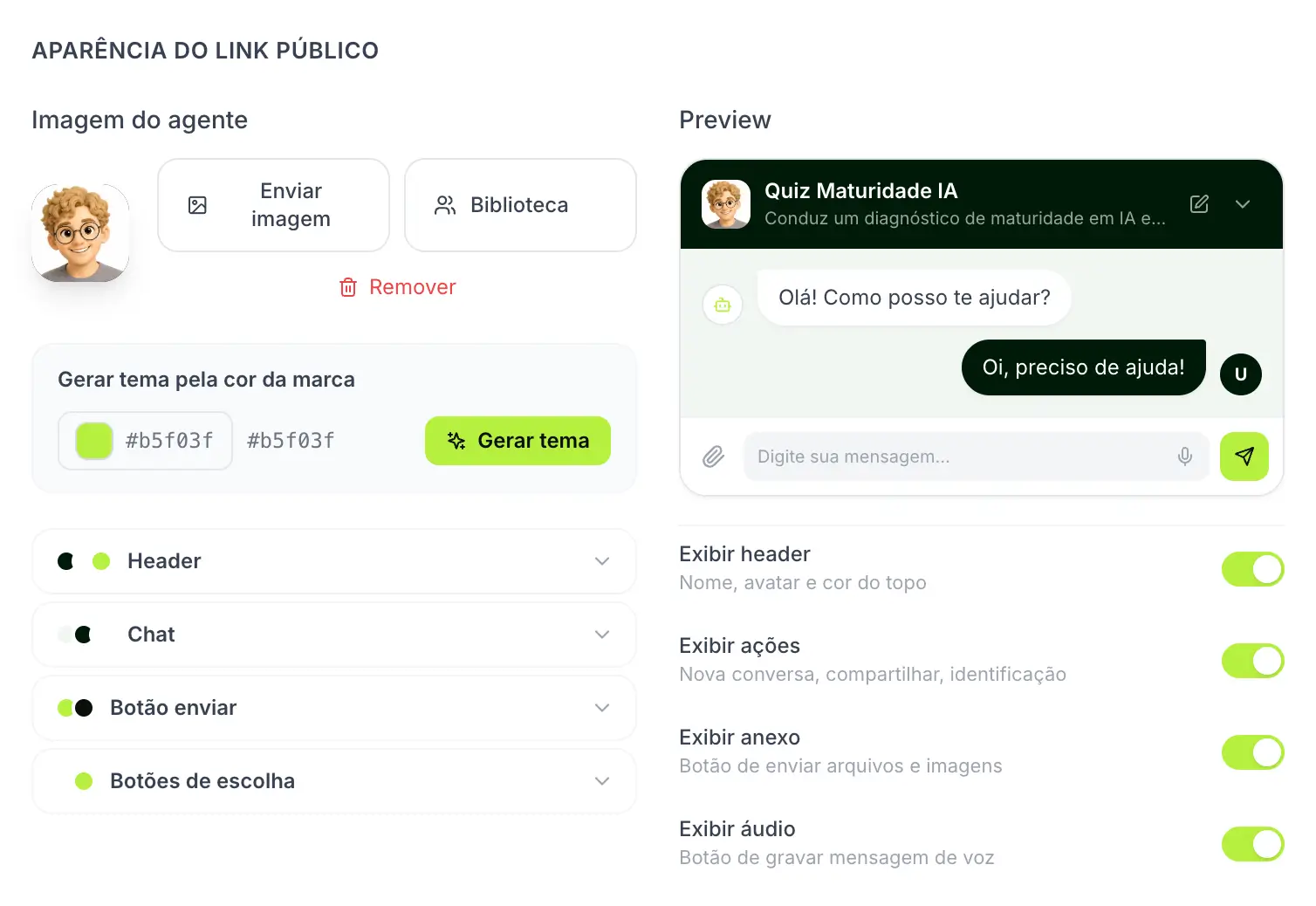 Aparência do agente