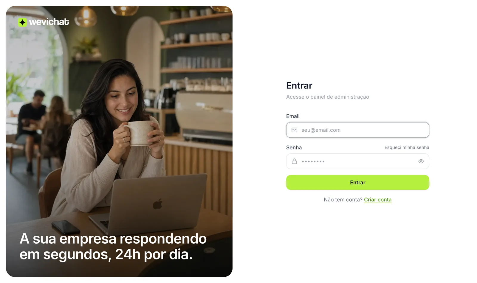 Tela de login com o link Esqueci minha senha ao lado do campo de senha