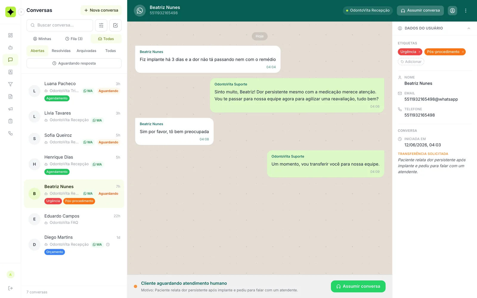 Copilot sugerindo resposta ao atendente